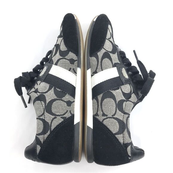 Coach JOSS Black Suede Gray Signature Monogram Canvas Lace Up Casual Sneakers - Picture 7 of 15